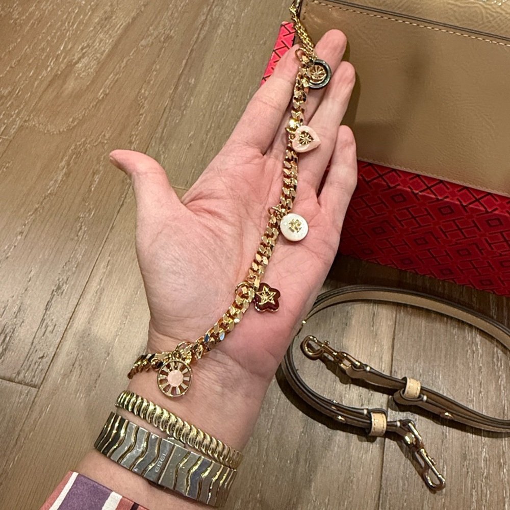 Tory Burch Elegant Convertible Crossbody Bag with Gold removable Charms - Picture 10 of 10